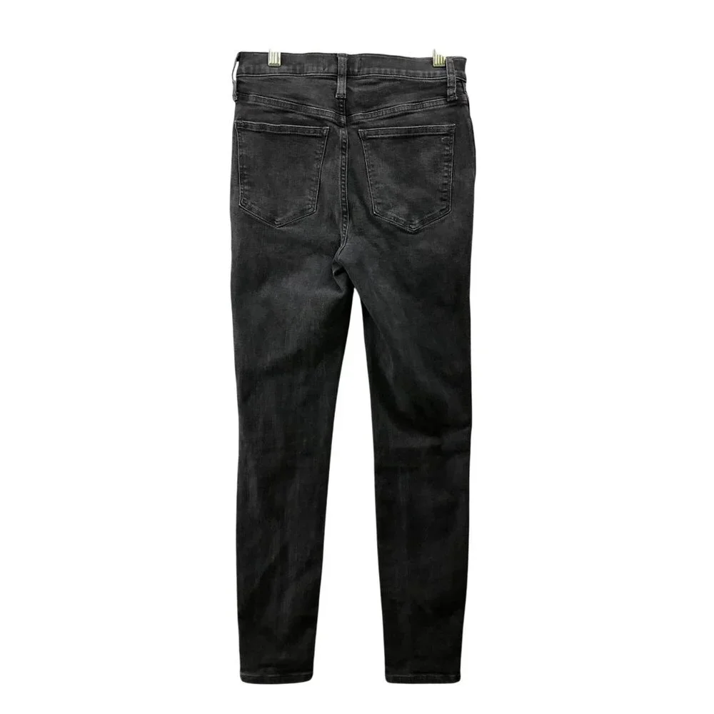 Madewell 10'' High Rise Skinny‎ Jean Womens 26 Black Charcoal Wash Stretch
